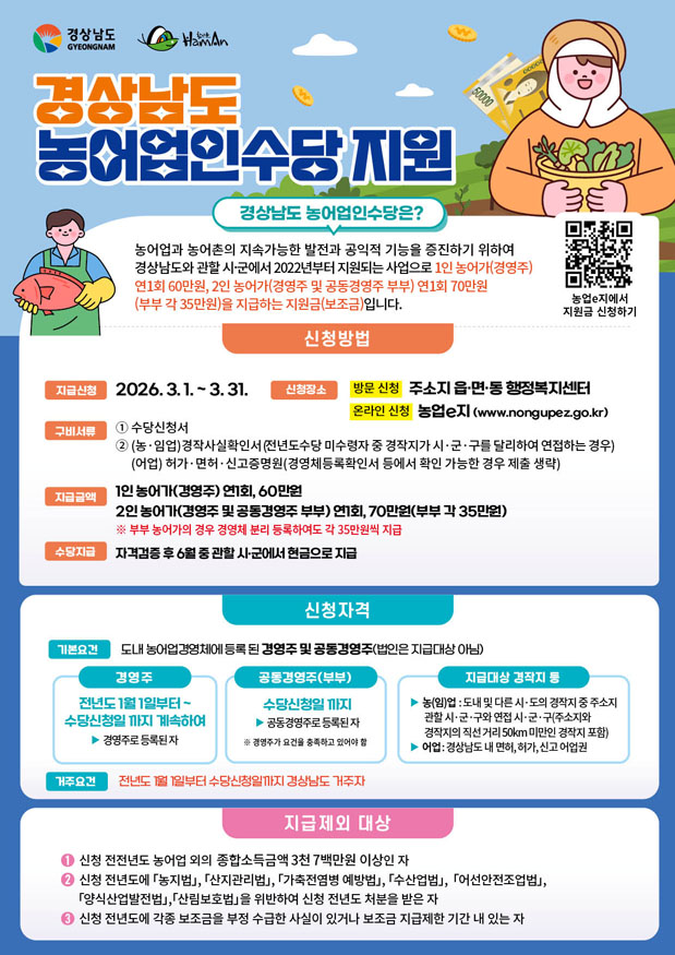 함안군, ‘2026년 농어업인수당’ 3월부터 신청 받아_경상남도 농어업인 수당 지원.jpg